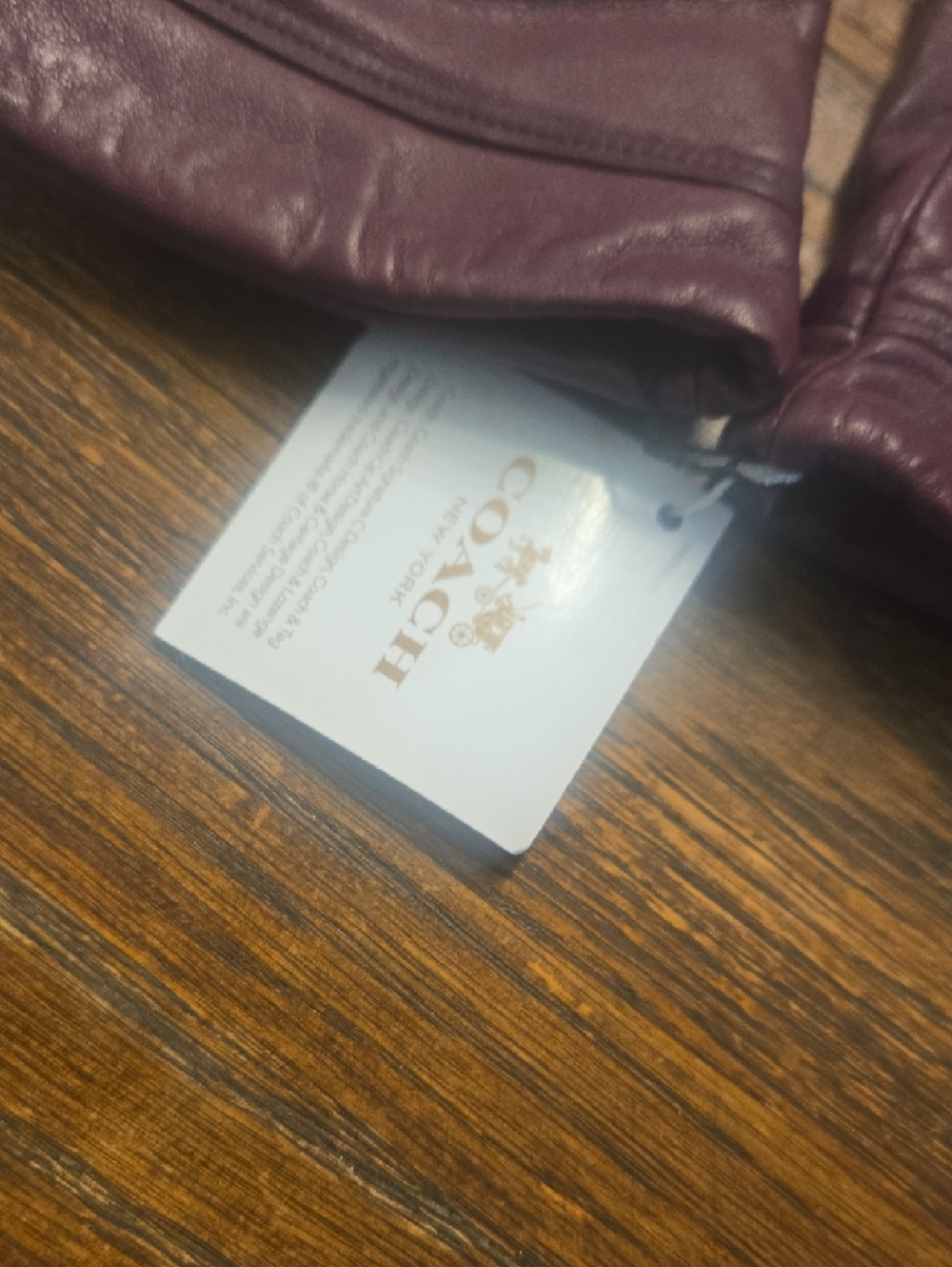 Coach Men's Leather Gloves in Deep Burgundy - Picture 6 of 11
